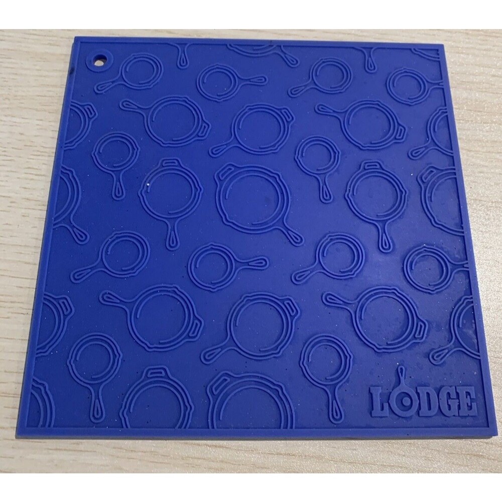 Lodge Square Silicone Skillet Trivet, Blue  7” used
